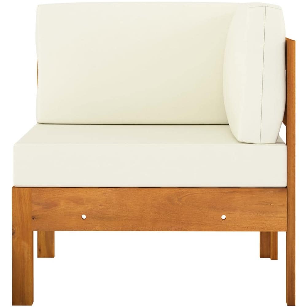 Set Divani Giardino 2 pz Cuscini Bianco Crema in Legno d'Acacia - Foto 2