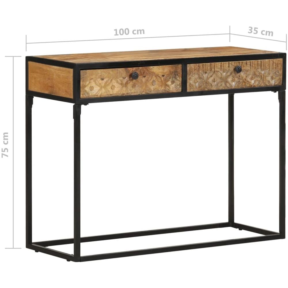 Tavolo Consolle 100x35x75 Cm In Legno Massello Di Mango - Foto 8