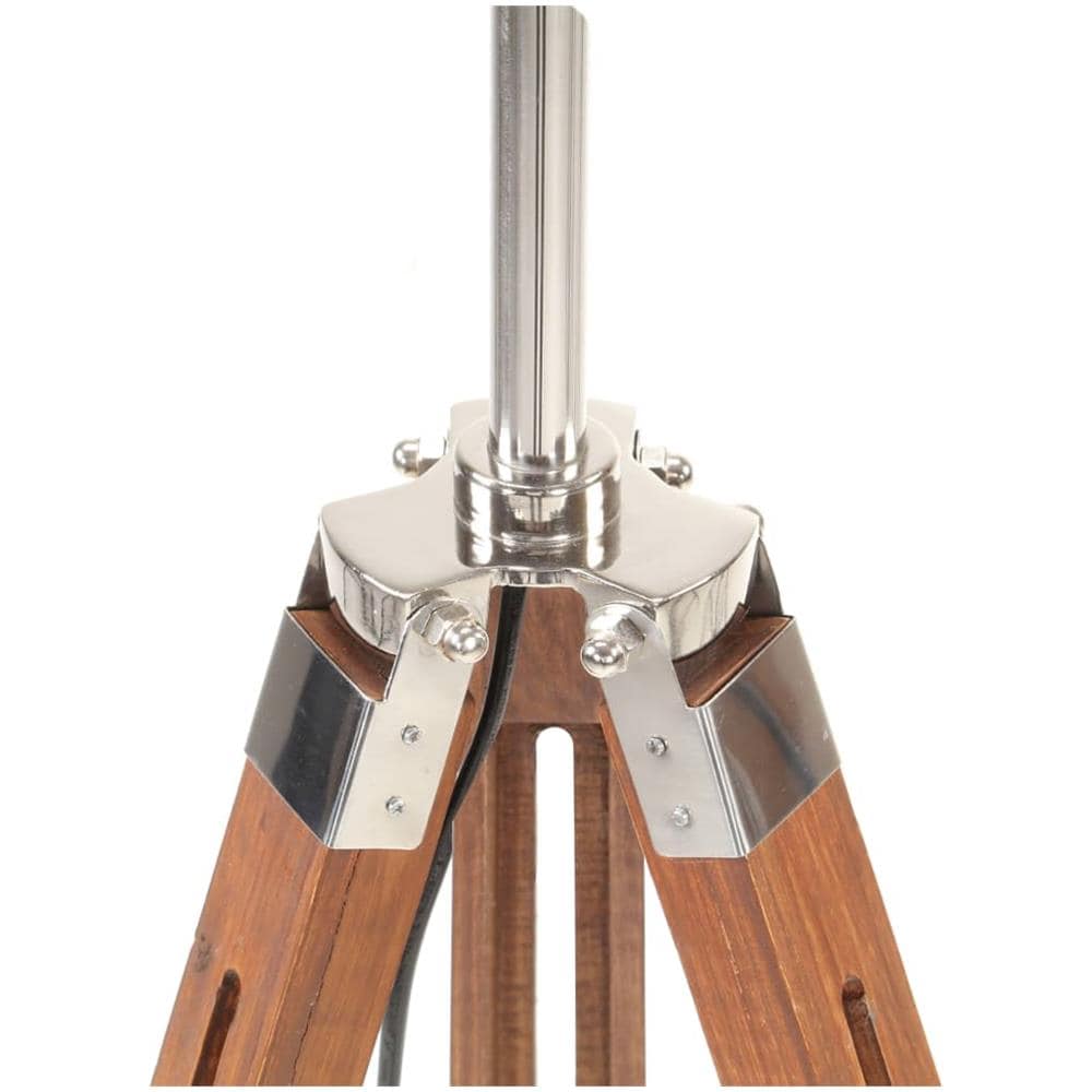 Lampada a Treppiede Marrone e Bianco in Legno di Teak 141 cm - Foto 9