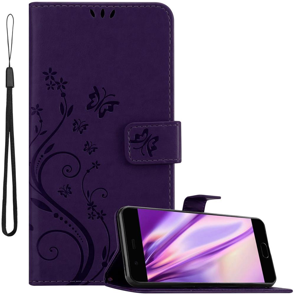Cadorabo Custodia Compatibile Con Huawei P10 Plus In Lilla Scuro Fiore - Coperchio Protettivo In Design Floreale Con Chiusura Magnetica, Funzione Stand E Slot Per Carte - Foto 1
