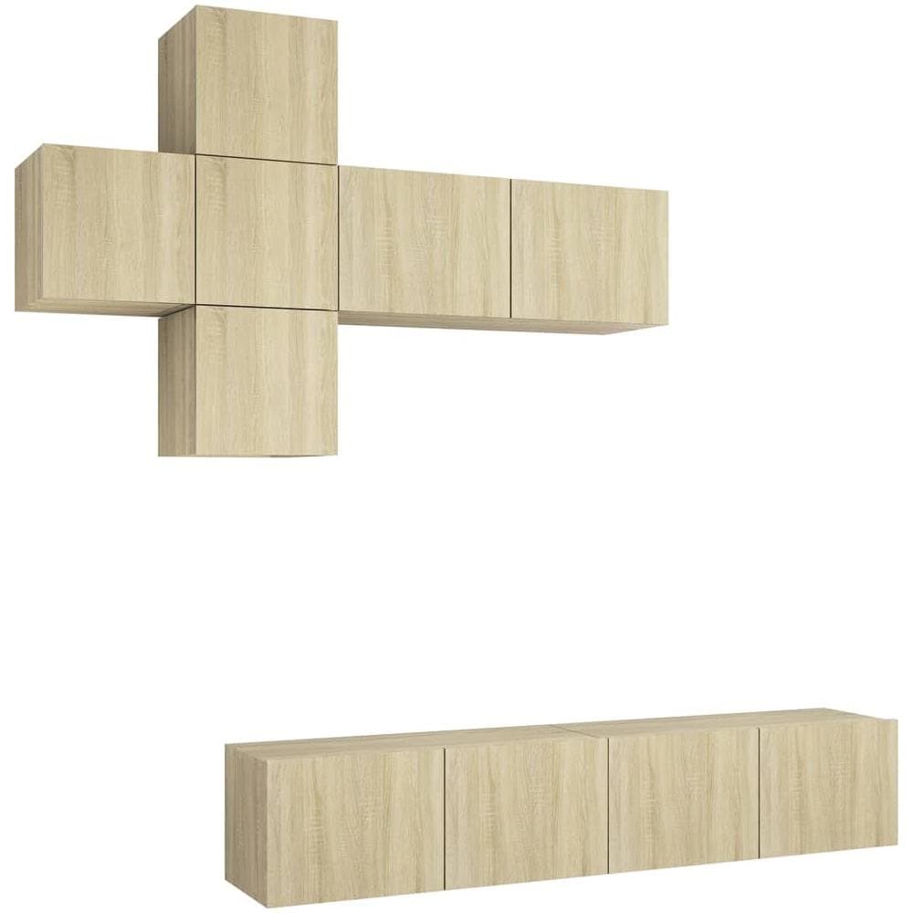 Set di Mobili Porta TV 7 pz Rovere Sonoma in Legno Multistrato - Foto 2