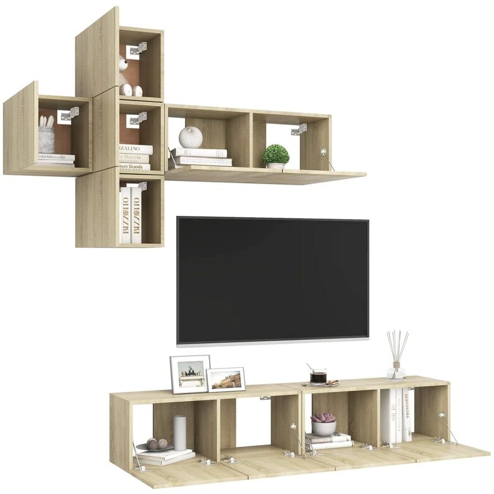 Set di Mobili Porta TV 7 pz Rovere Sonoma in Legno Multistrato - Foto 3