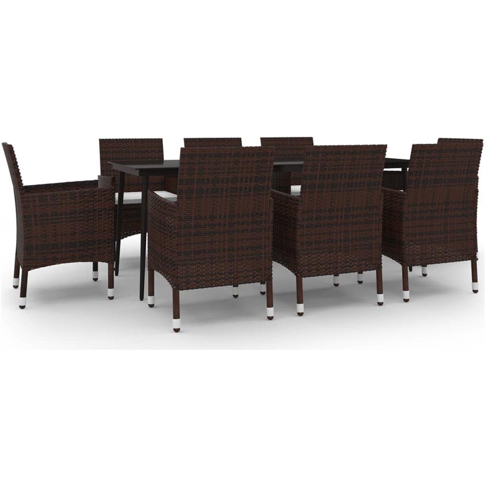 Set Da Pranzo Per Giardino 9 Pz Con Cuscini Polyrattan E Vetro - Foto 2