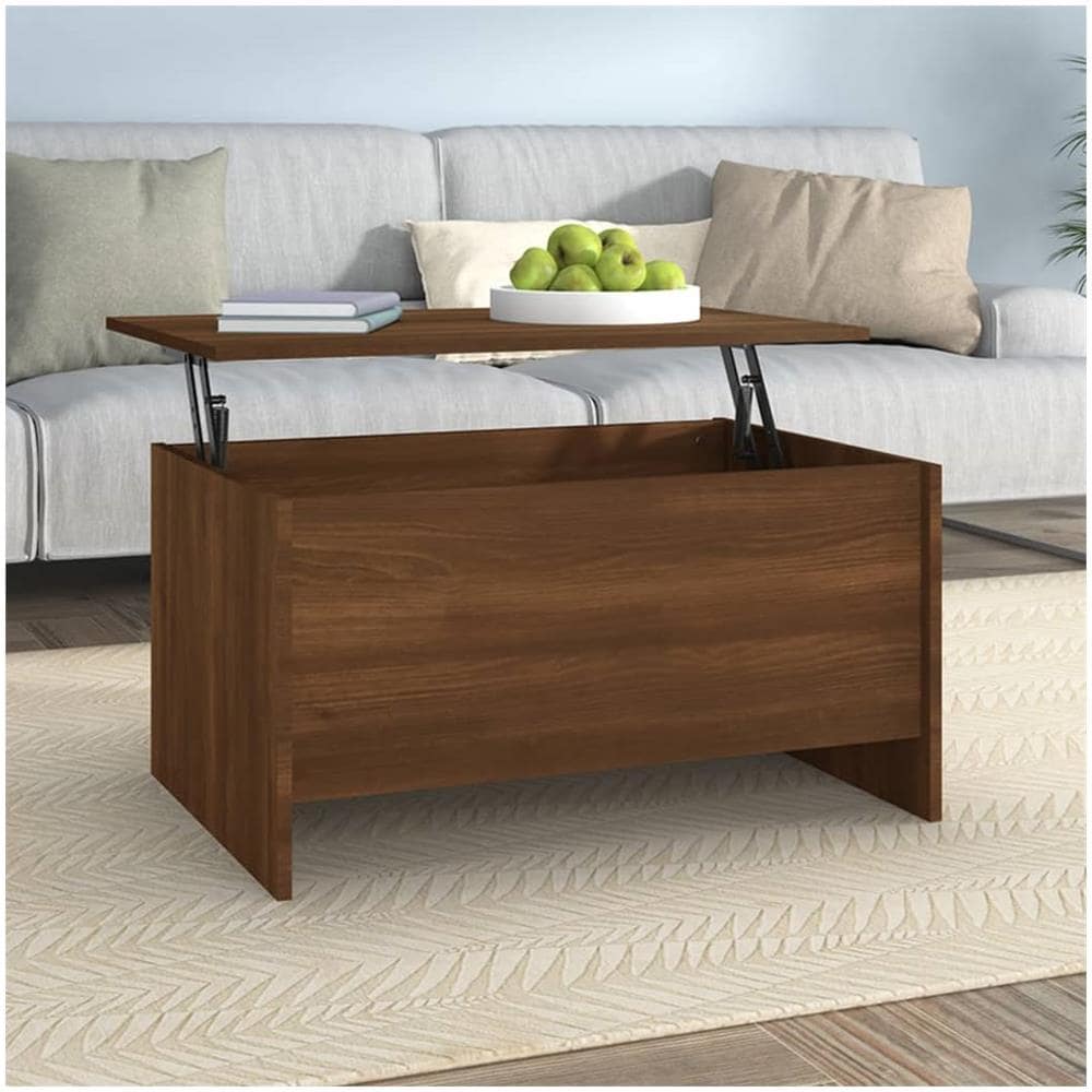Tavolino Rovere Marrone 80x55,5x41,5 Cm In Legno Multistrato - Foto 1