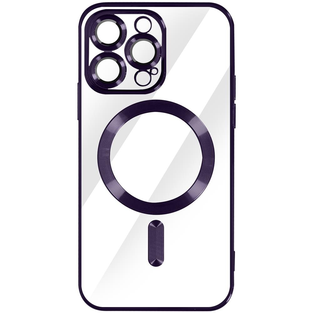 Cover Magsafe Per Iphone 14 Pro Silicone Protezione Fotocamera Bordo Viola - Foto 1