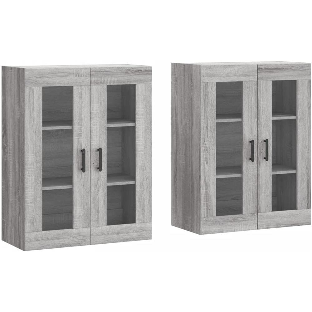 Armadietti A Parete 2 Pz Grigio Sonoma In Legno Multistrato - Foto 2