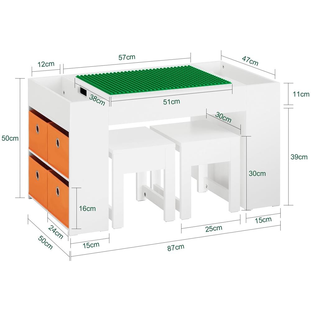 Tavolo Per Bambini Con 2 Sgabelli Set Mobili Per Bambini Tavolo Da Gioco Con Spazio Di Archiviazione 87x50x50 Cm Kmb75-w Sobuy - Foto 2