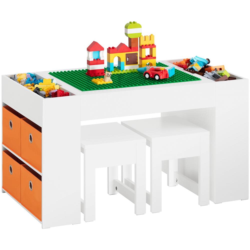 Tavolo Per Bambini Con 2 Sgabelli Set Mobili Per Bambini Tavolo Da Gioco Con Spazio Di Archiviazione 87x50x50 Cm Kmb75-w Sobuy - Foto 1