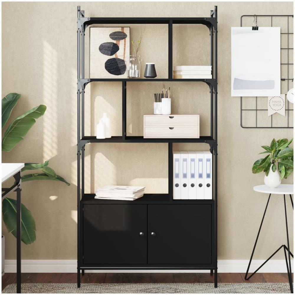Libreria Con Ante Nera 76,5x30x154,5 Cm Legno Multistrato - Foto 1