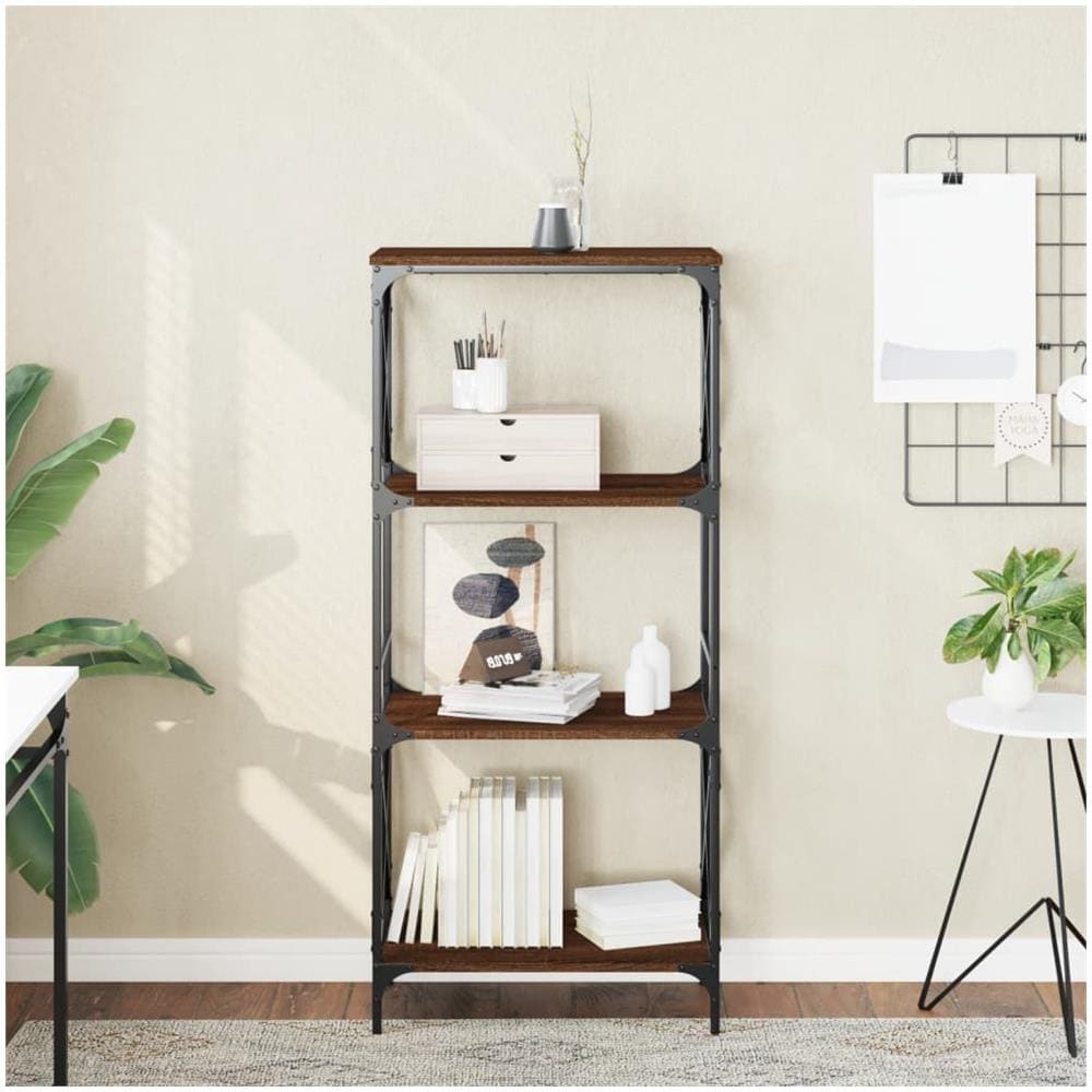 Libreria 4 Ripiani Rovere Marrone 59x35x132cm Legno Multistrato - Foto 1