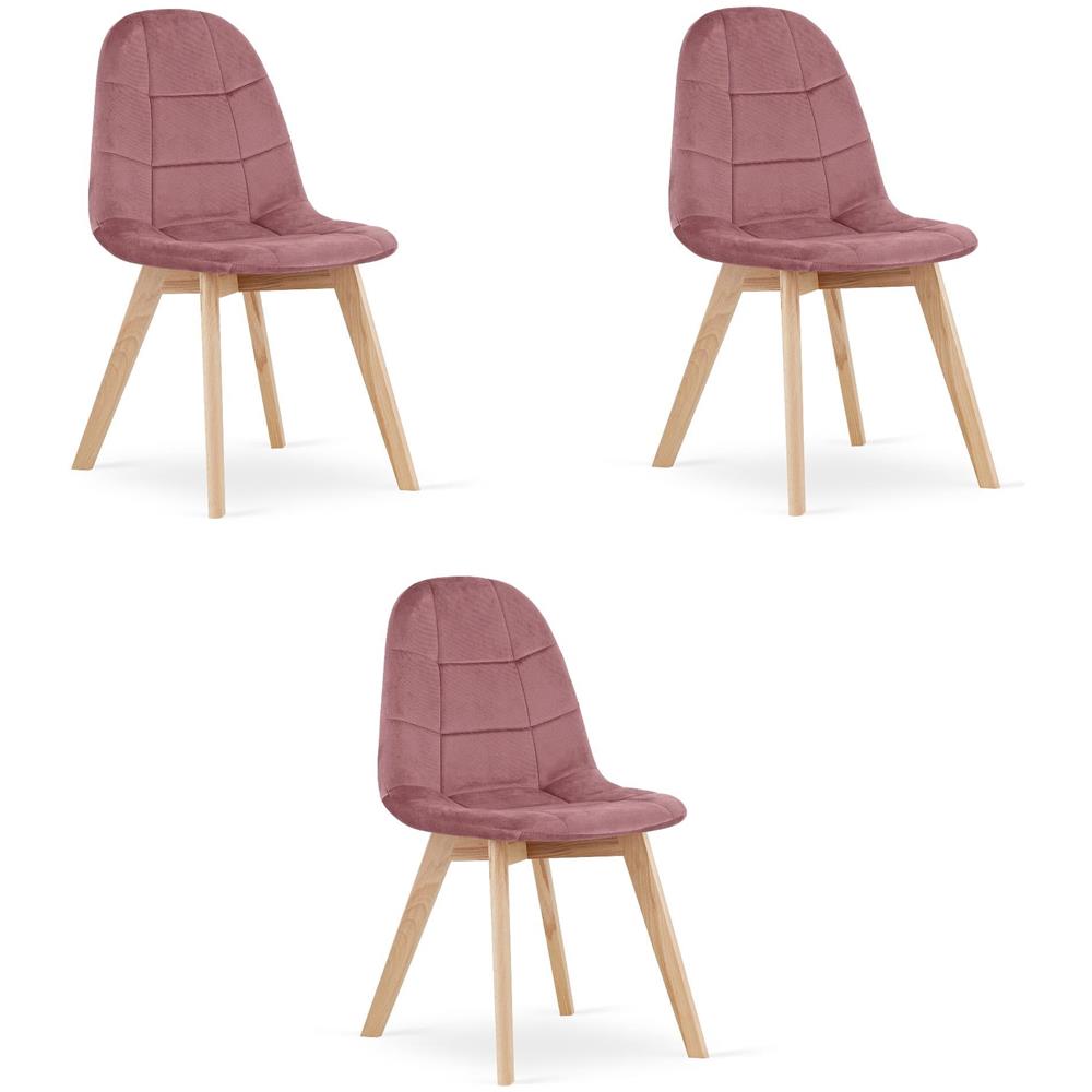 Sedia NUUC in velluto rosa scuro, design ergonomico x3 - Foto 1