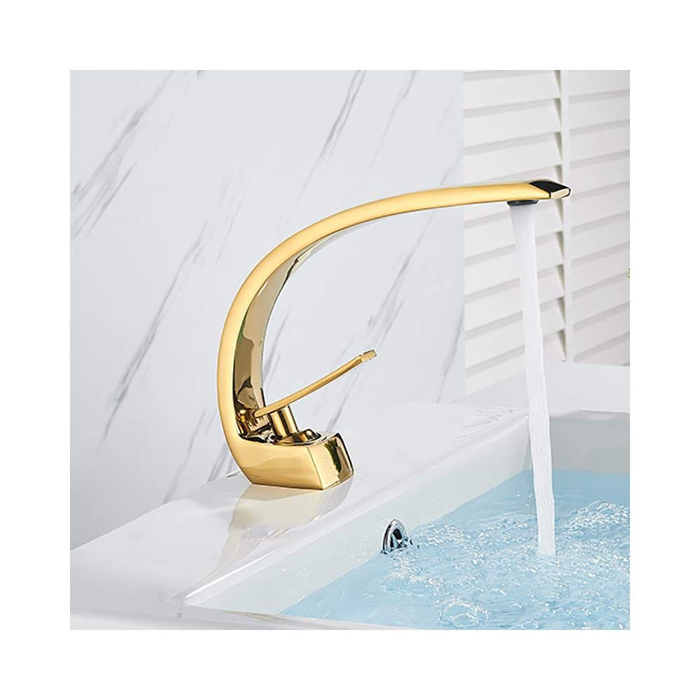 Rubinetto per lavabo da bagno, Blackswan, tipo M174, modello oro, misura 22 cm - Foto 4