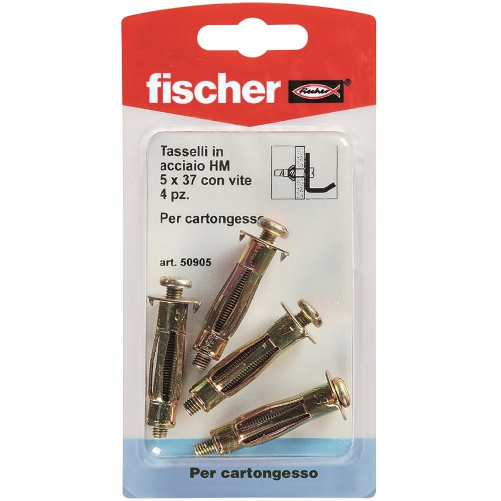 4 Tasselli Acciaio Zincato Con Vite Per Cartongesso Hm 5x37 Sk - Foto 1
