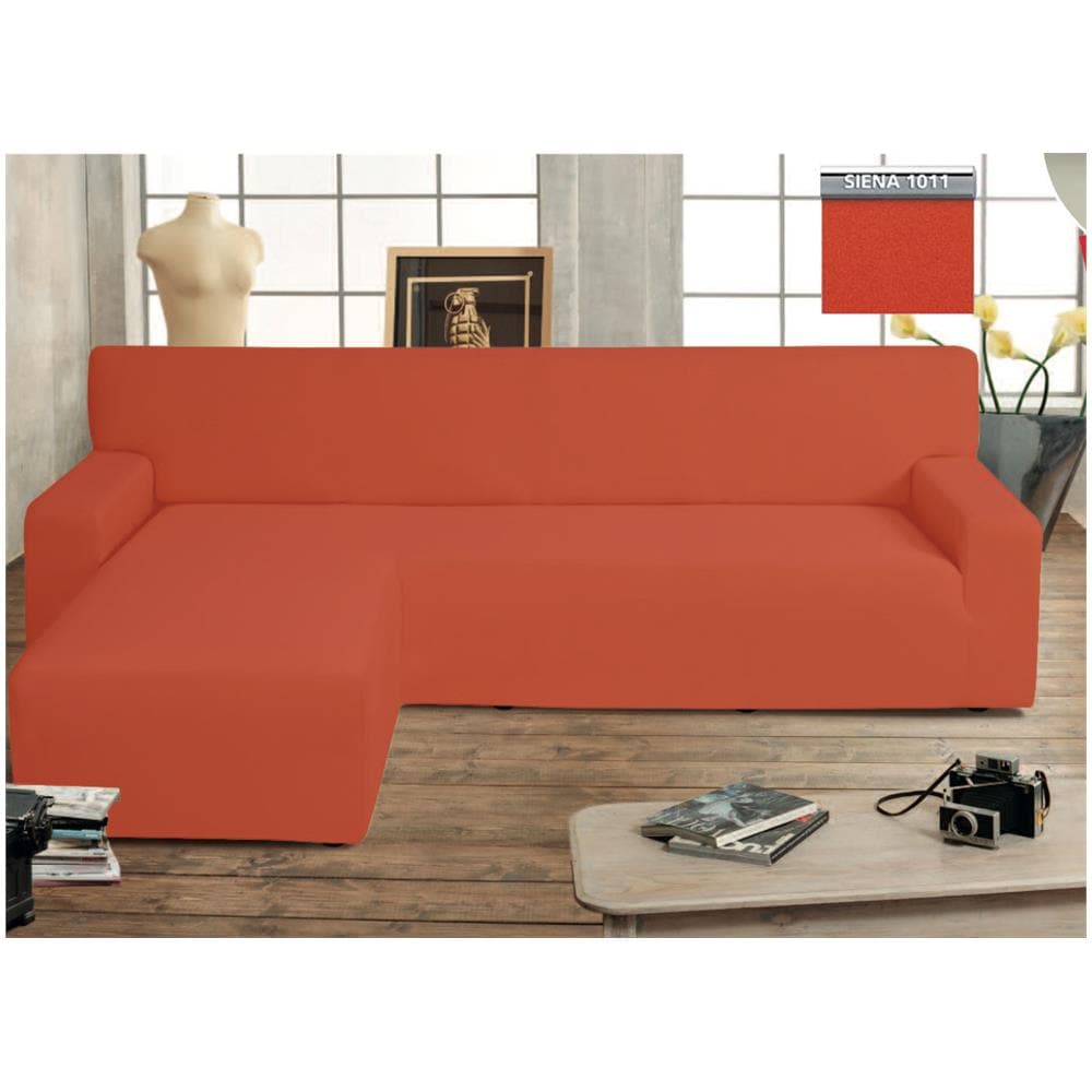 Copridivano Genius Con Penisola Chaise Longue Modello Swing Colore Siena Sinistra Siena - Foto 1