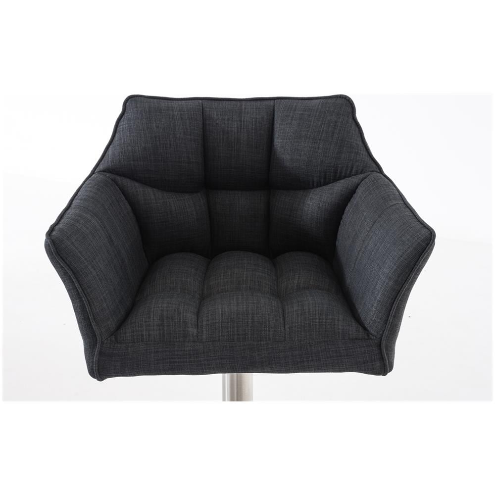 Sgabello Alto Bar Damaso I Sgabello Design Cucina Trapuntato in Tessuto con Braccioli E Schienale Imbottiti l Sedia Sgabello Bar Pub con Poggiapiedi Grigio Scuro Acciaio Inox - Foto 5