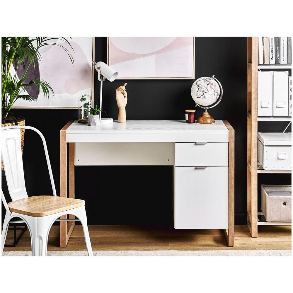 Scrivania Johnson Marrone/ Bianco 112 Cm 50 Cm Con Contenitore - Foto 2