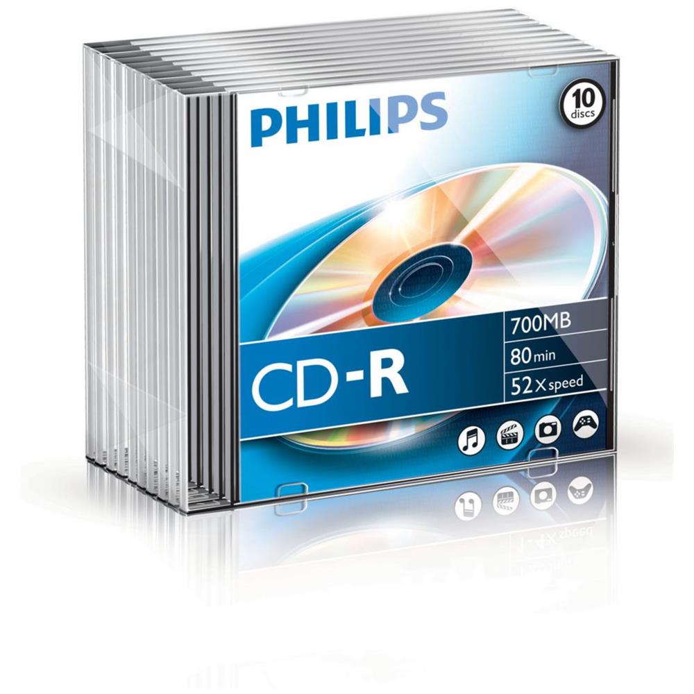 Supporto registrabile CD Philips CR7D5NS10/00 - CD-R - 52x - 700 MB - 10 Pacco Slim Case - 120mm - 1,33 Ora Tempo di registrazione massimo - Foto 2