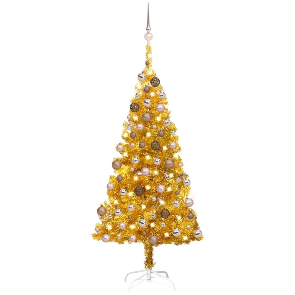 Set Albero Natale Artificiale con LED e Palline Oro 120cm PET - Foto 1