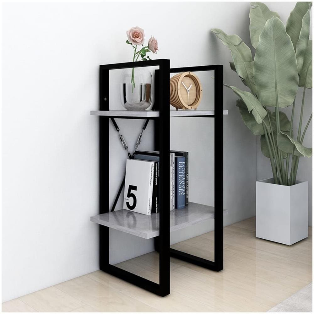 Libreria 2 Ripiani Grigio Cemento 40x30x70 cm Legno Multistrato - Foto 3