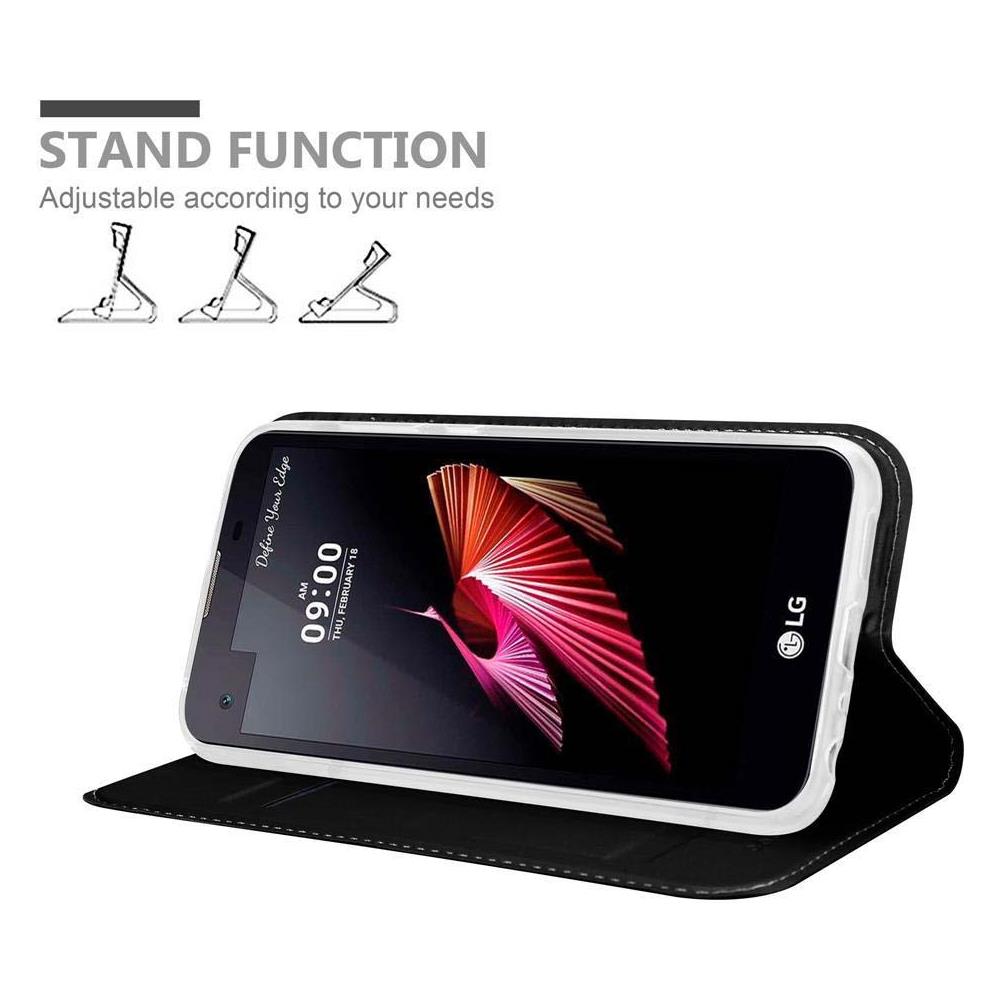 Custodia Compatibile Con Lg X Screen In Classy Nero - Coperchio Protettiva Con Chiusura Magnetica, Funzione Stand E Tasca Per Le Carte - Foto 2