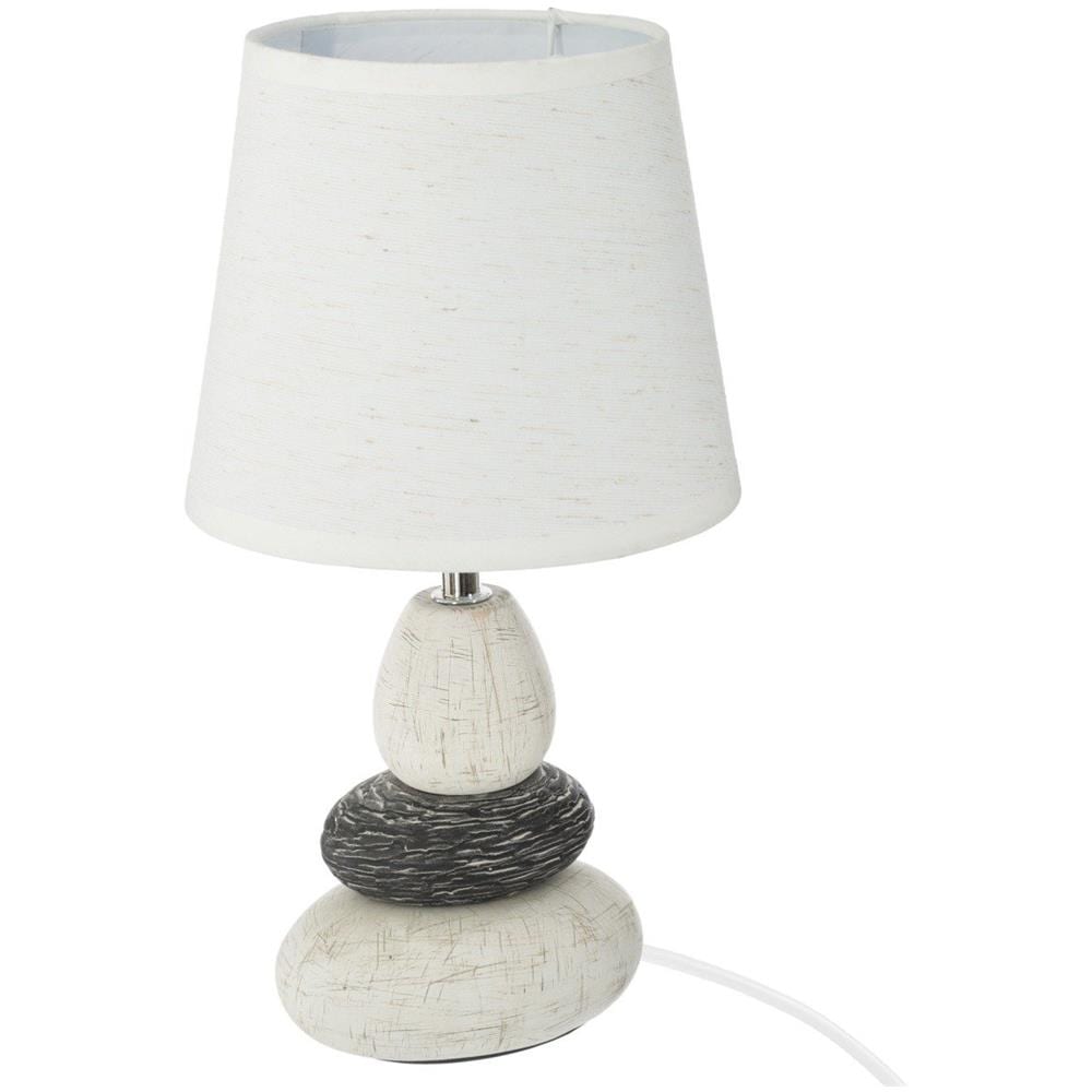 Lampada Da Tavolo Con Paralume, Ø 18 X 33 Cm, Bianco Con Base In Pietra - Foto 1
