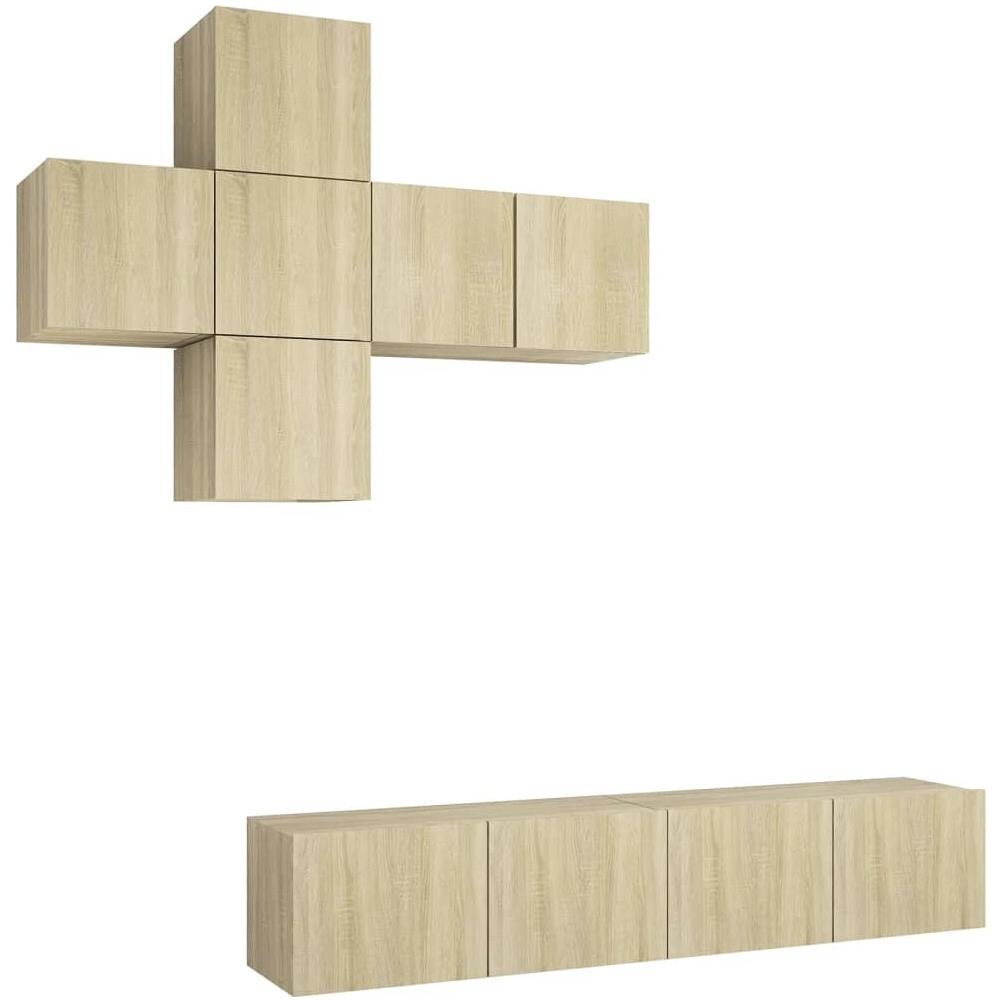 Set di Mobili Porta TV 7 pz Rovere Sonoma in Legno Multistrato - Foto 1