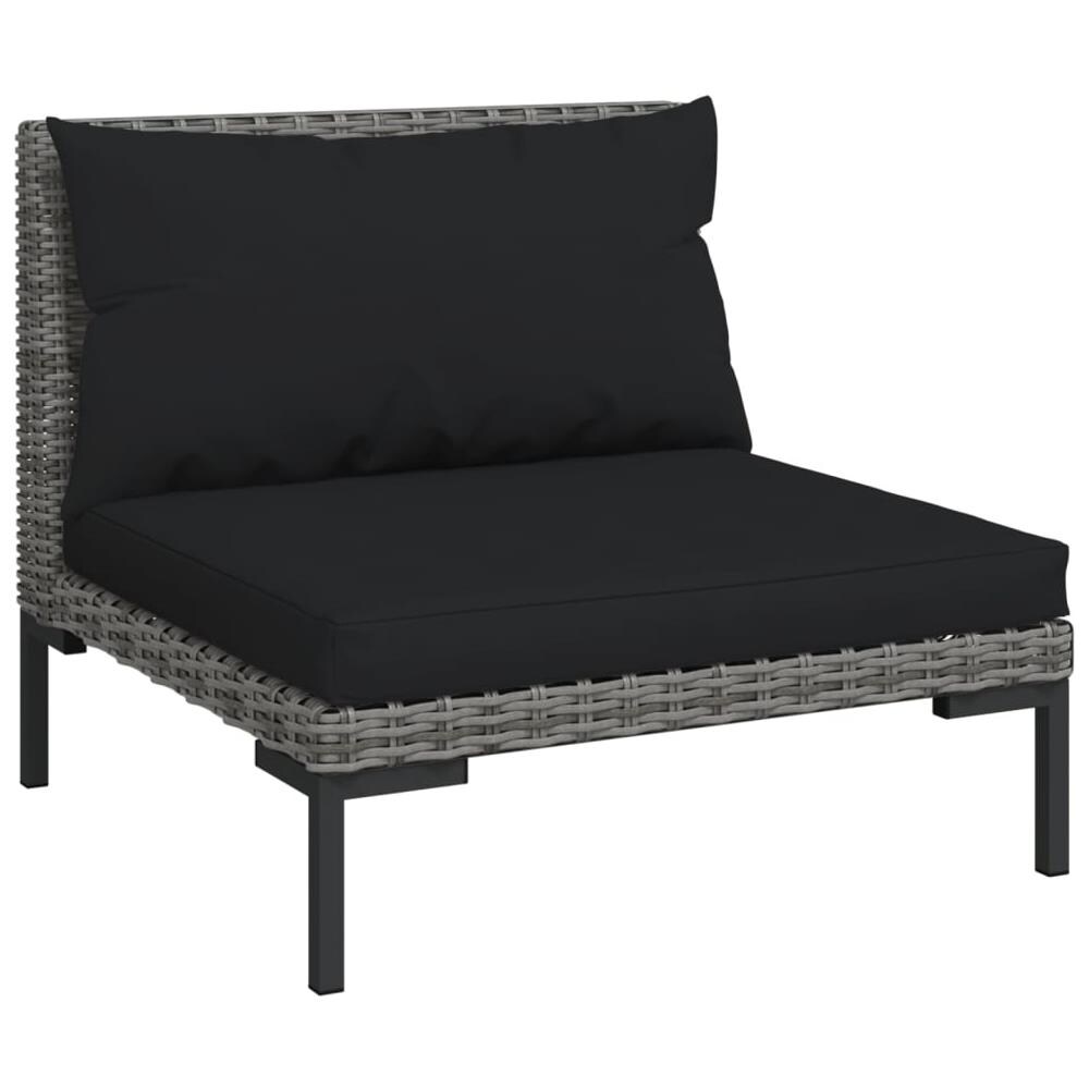 Set Divani Giardino 4 Pz Con Cuscini In Polyrattan Grigio Scuro - Foto 2