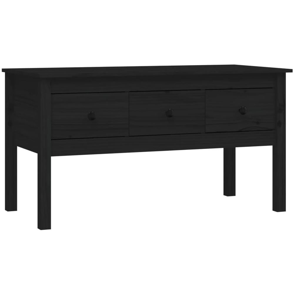 Tavolino Da Salotto Nero 102x49x55 Cm In Legno Massello Di Pino - Foto 2