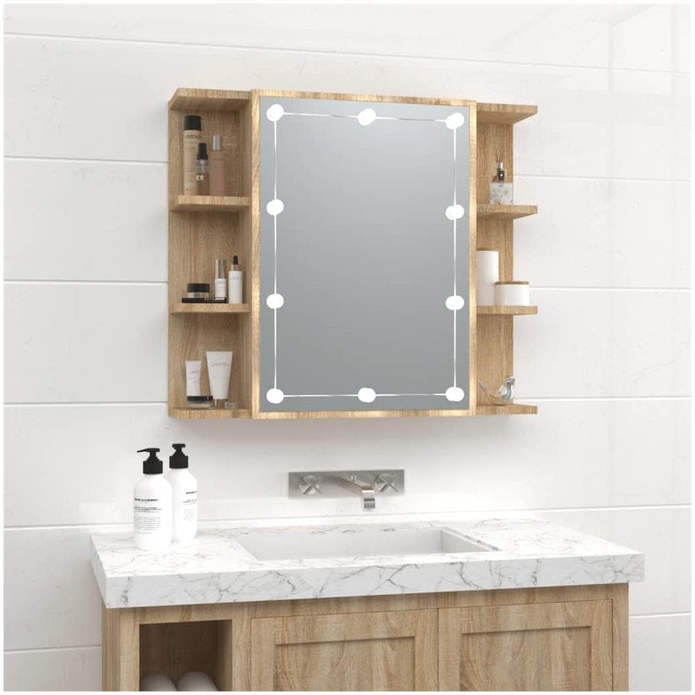 Mobile A Specchio Con Led Rovere Sonoma 70x16,5x60 Cm - Foto 1