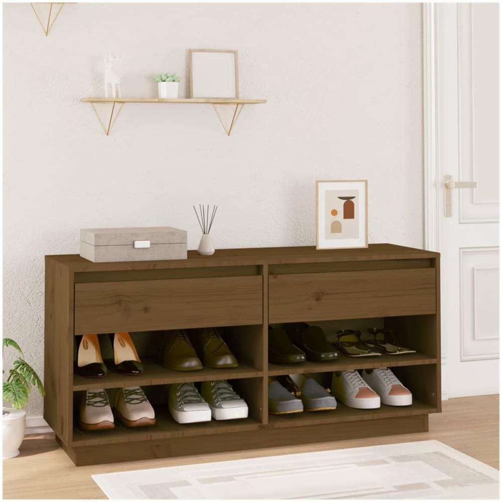 Scarpiera Miele 110x34x52 Cm In Legno Massello Di Pino - Foto 1