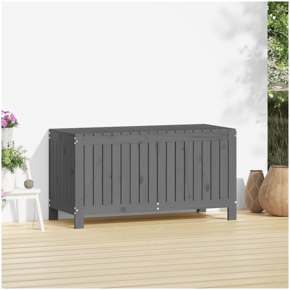 Contenitore Da Giardino Grigio 115x49x60 Cm Legno Massello Pino - Foto 2