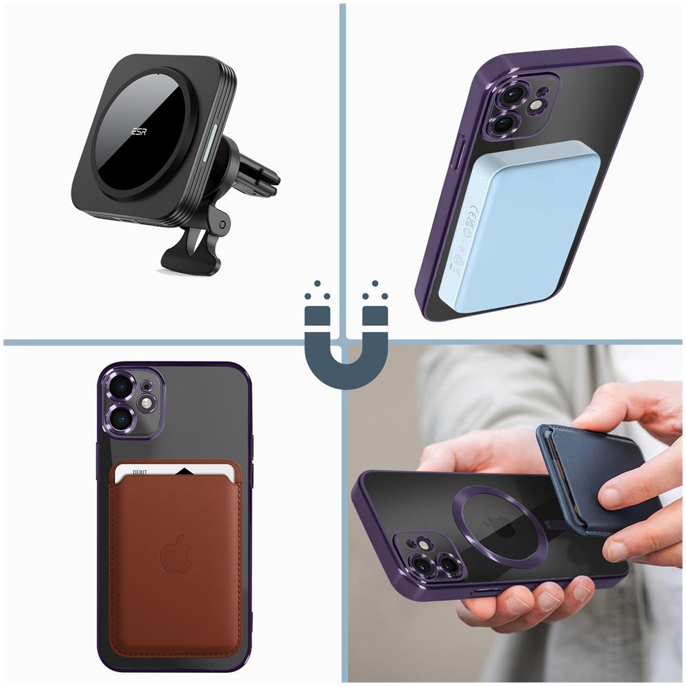 Cover Magsafe Per Iphone 11 Silicone Protezione Fotocamera Bordo Cromato Viola - Foto 5