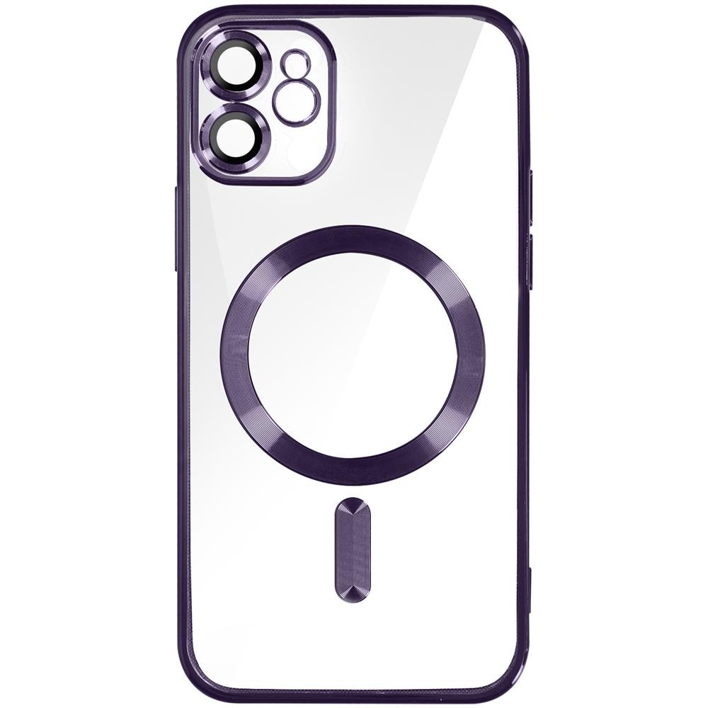 Cover Magsafe Per Iphone 11 Silicone Protezione Fotocamera Bordo Cromato Viola - Foto 1