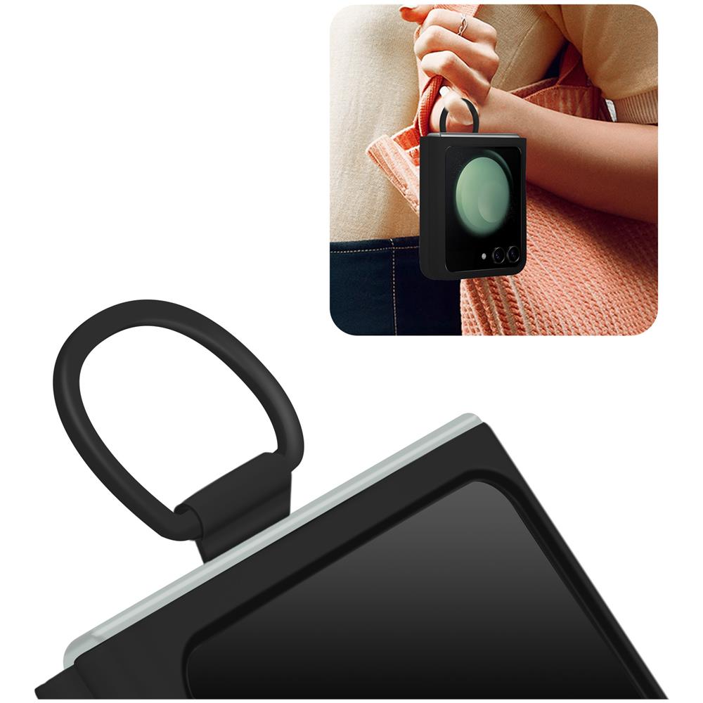 Case With Ring Originale Galaxy Z Flip5 In Silicone Indigo - Foto 5