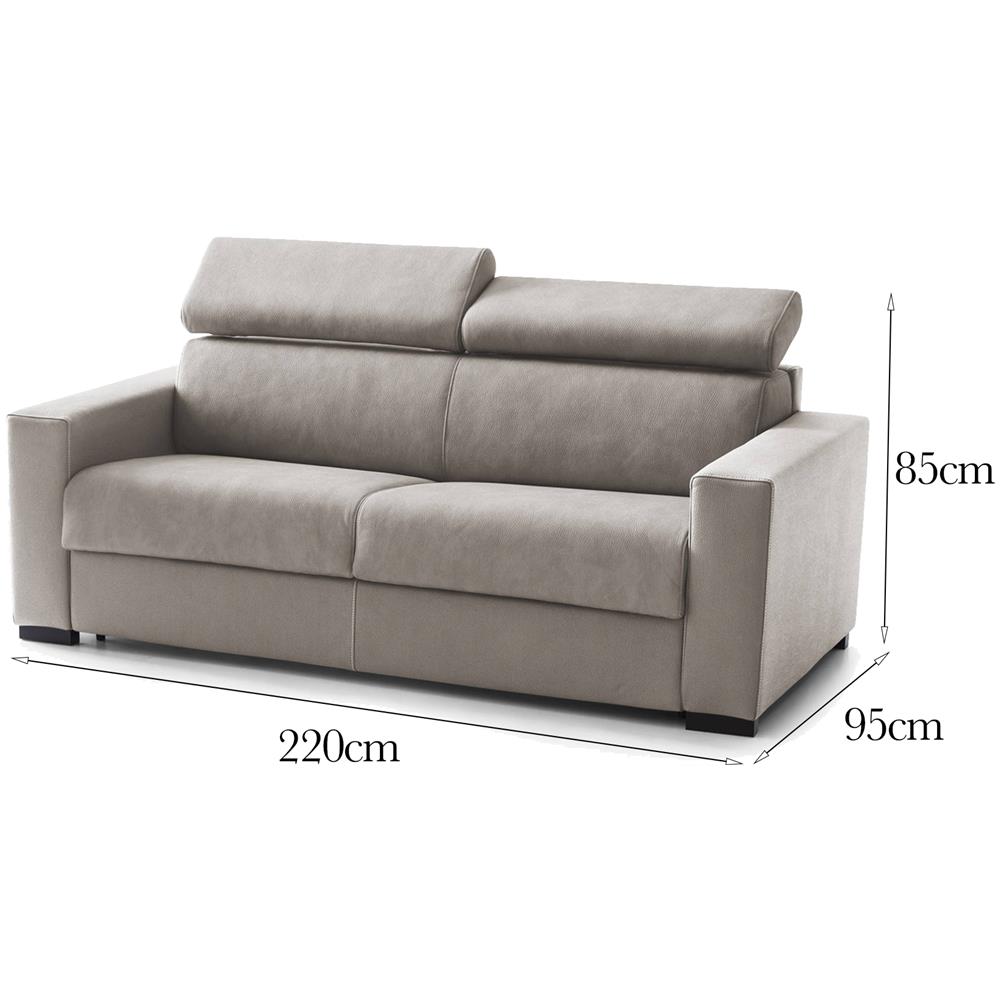 Divano Fisso Julia, Divano A 3 Posti, 100% Made In Italy, Sofà Soggiorno, In Tessuto Imbottito, Con Poggiatesta Regolabili E Braccioli Standard, Cm 220x95h85, Tortora - Foto 4