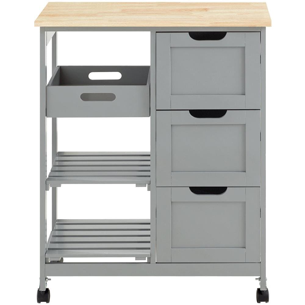 Carrello Cucina Credenza Da Cucina O Bagno Con 3 Cassetti E 1 Cestino L68*p38*a85 Cm Colore Grigio Fkw79-hg - Foto 1