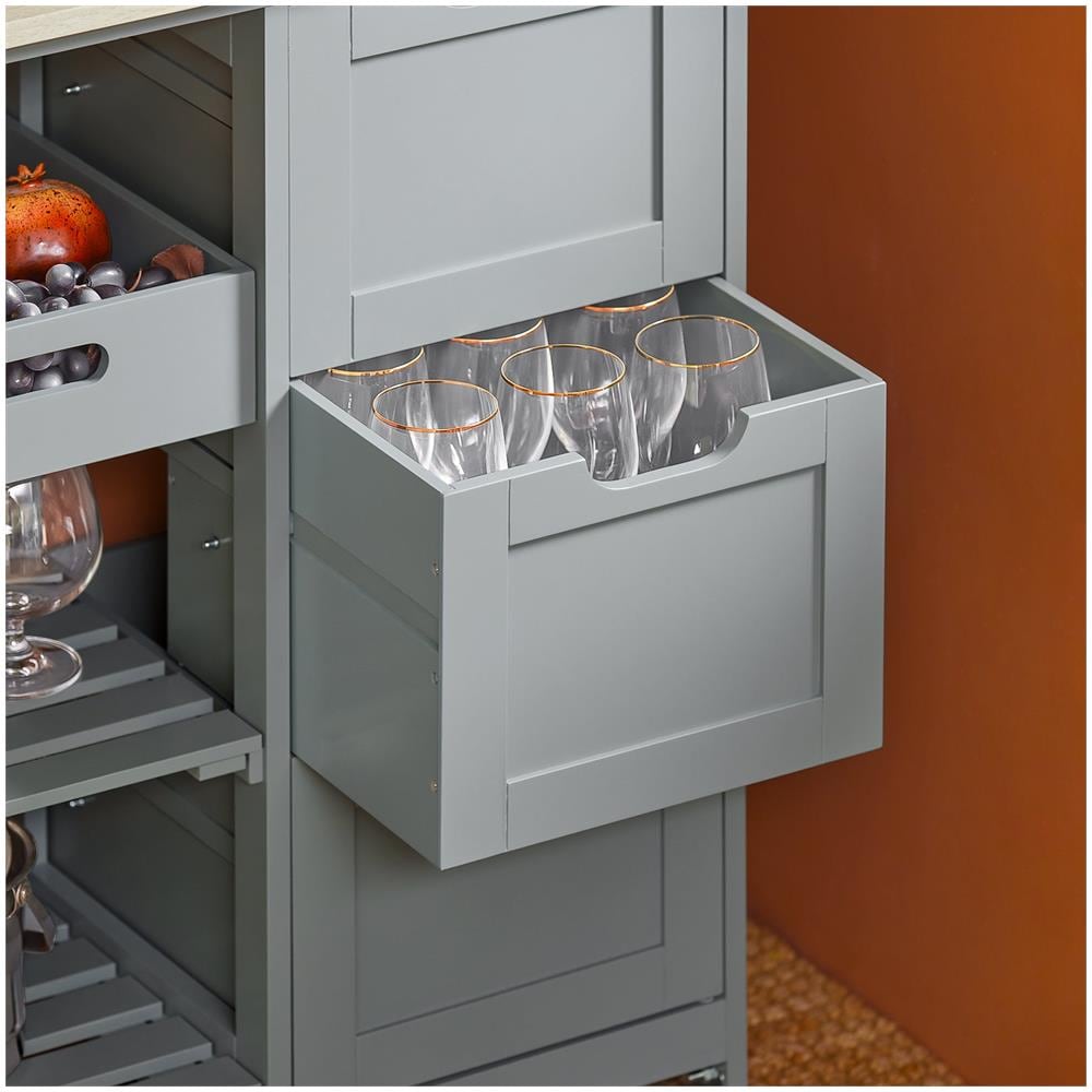 Carrello Cucina Credenza Da Cucina O Bagno Con 3 Cassetti E 1 Cestino L68*p38*a85 Cm Colore Grigio Fkw79-hg - Foto 2