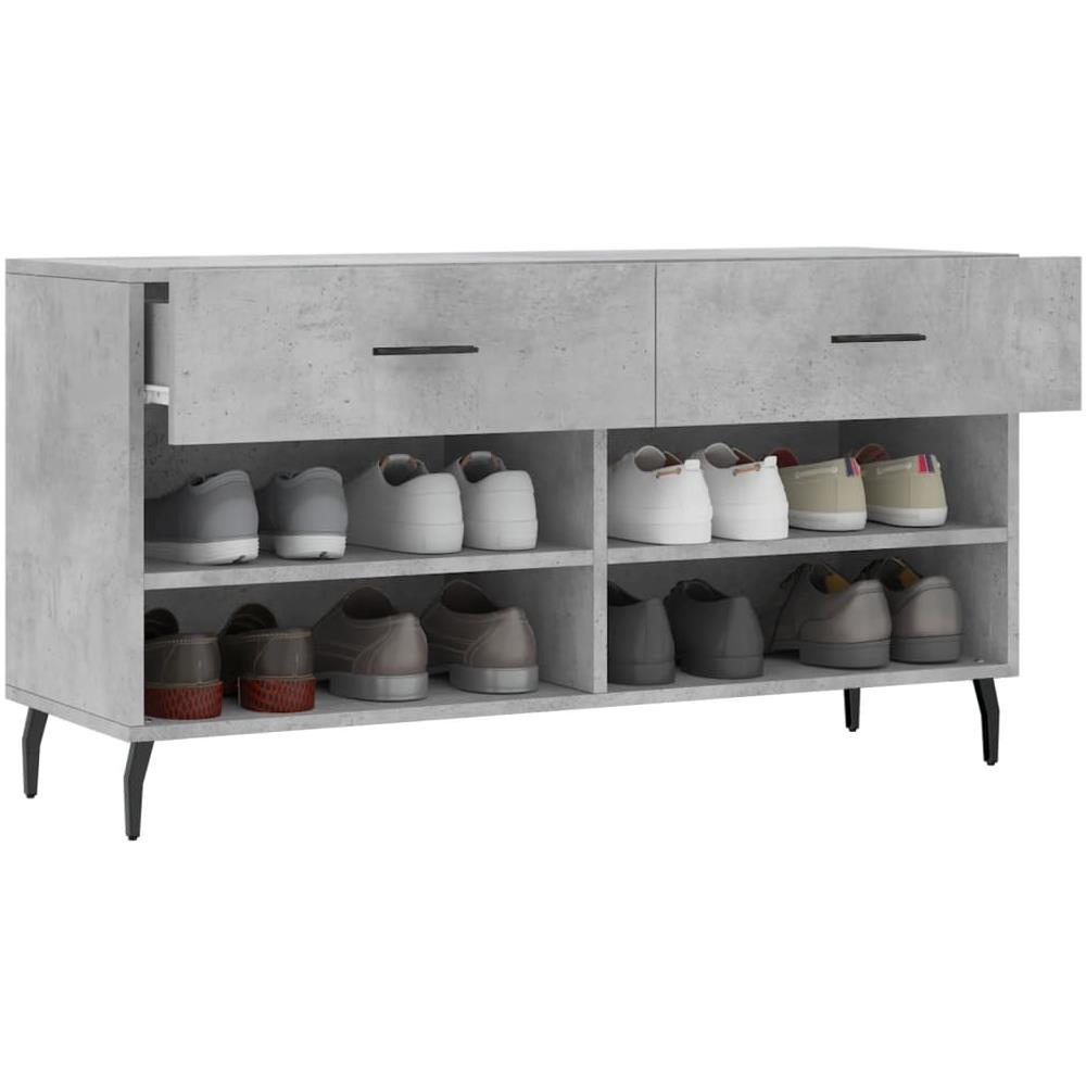 Panca Porta Scarpe Grigio Cemento 102x35x55cm Legno Multistrato - Foto 10