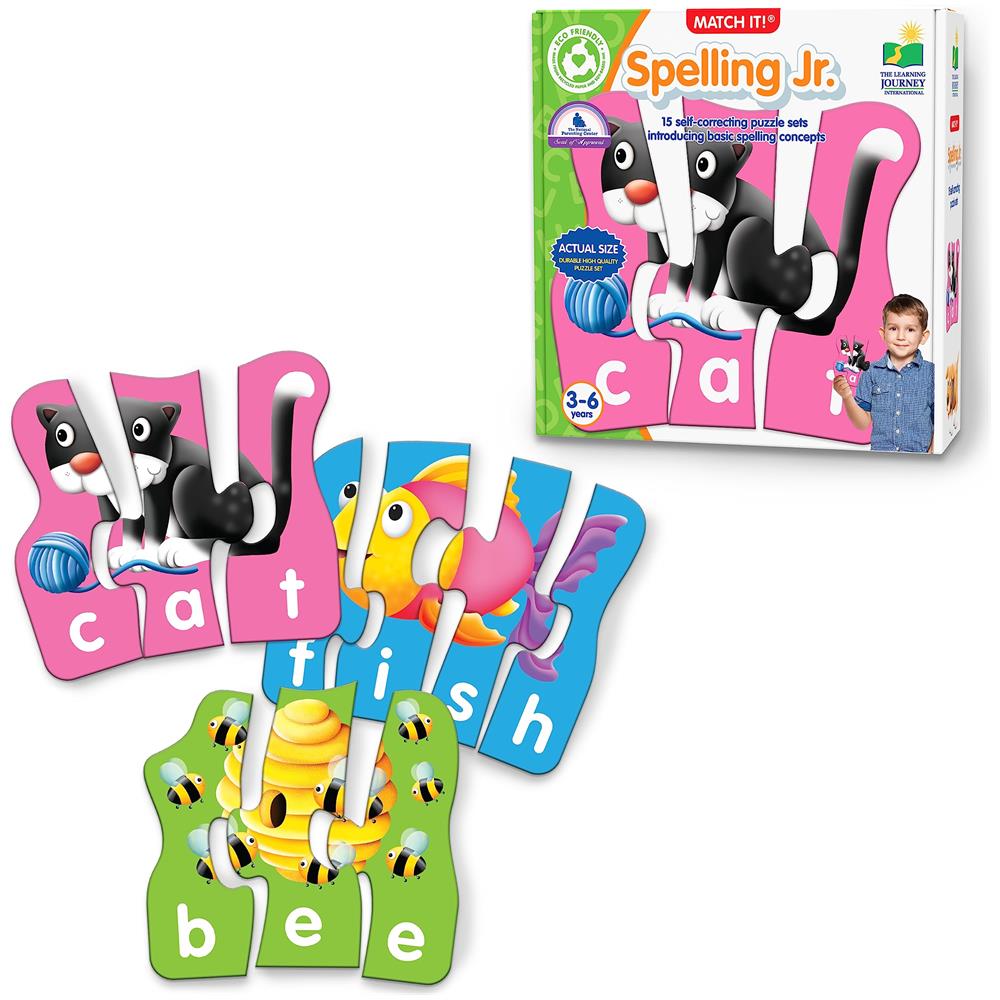 Match It Spelling Jr - Puzzle Ortografico Autocorrettivo Da 15 Pezzi Per Parole Di Tre E Quattro Lettere Con Immagini Corrispondenti - Puzzle Di Parole Per Bambini Dai 3 Ai 5 Anni - Giocattoli Pluripremiati - Foto 1