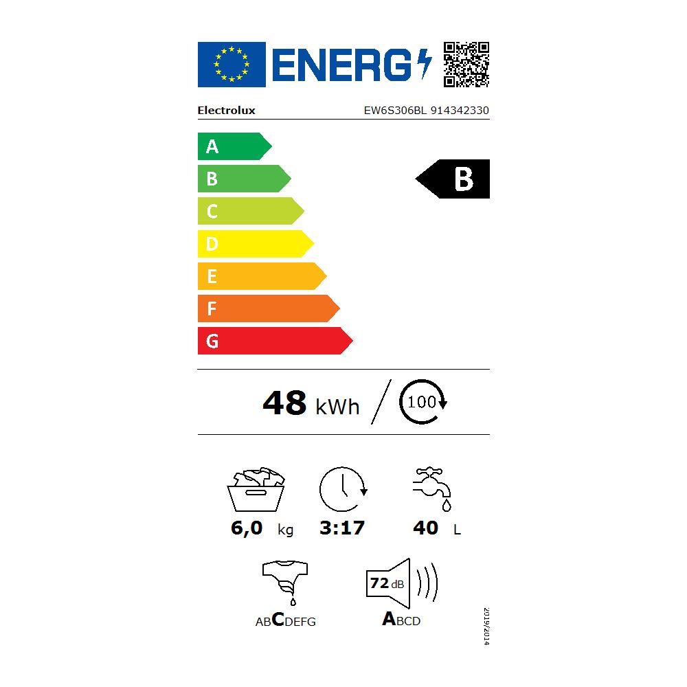 Lavatrice Standard EW6S306BL 600 Slim SensiCare Sensi Care 6 Kg Classe B Centrifuga 951 giri - Foto 3