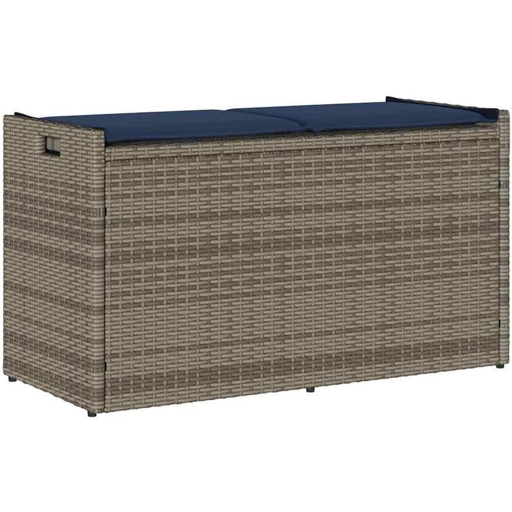 Cassapanca da Esterno con Cuscino Grigia 100 cm in Polyrattan - Foto 1