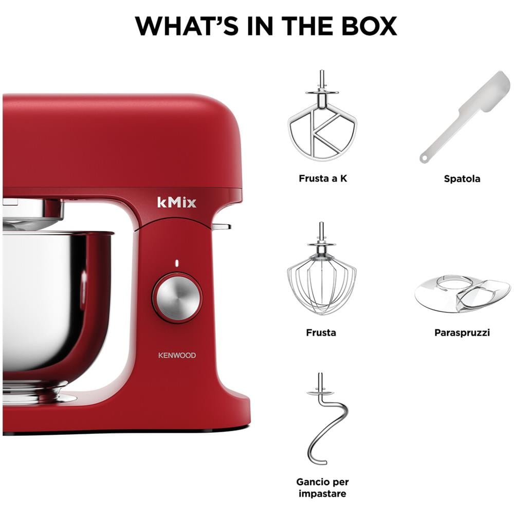 kMix KMX751ARD Impastatrice Planetaria 1000 W Ciotola Acciaio Inox 5 L 6 Velocità Rosso Bold Red - Foto 7