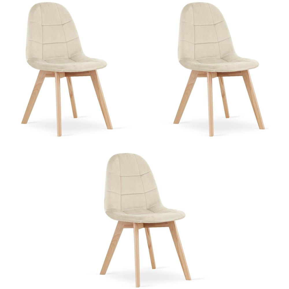 Sedia NUUC in velluto beige, design ergonomico x3 - Foto 1