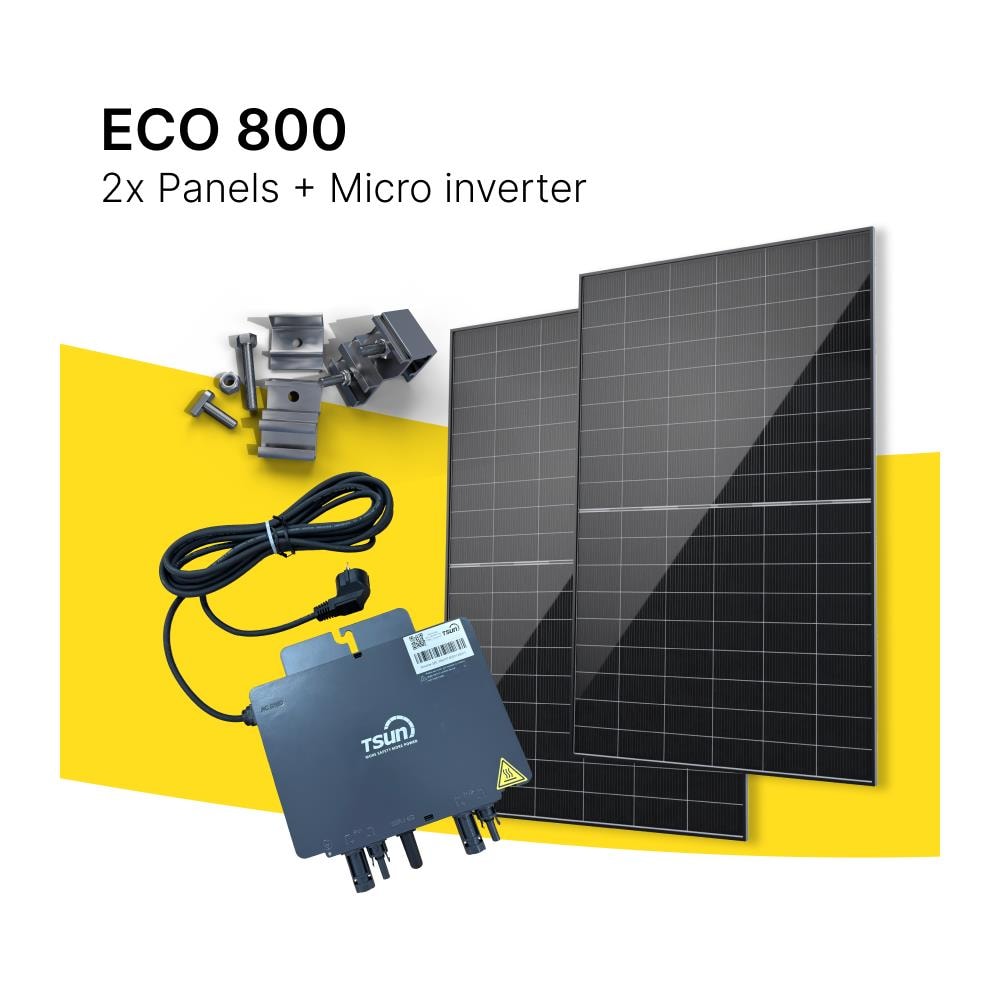Kit solare plug & play Eco 800 W · 2 pannelli Canadian 460 W + microinverter + cavo Schuko da 5 m - Foto 1