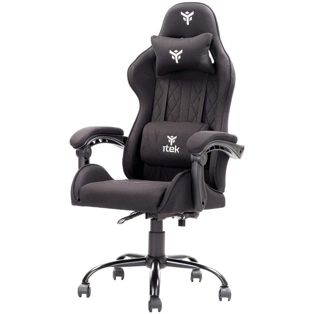 Gaming Chair RHOMBUS FF10 - Tessuto, Doppio Cuscino, Schienale Reclinabile, Nero Nero - Foto 1