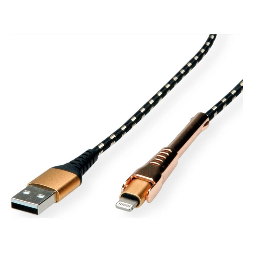 11.02.8923, 1 M, Lightning, Usb A, Maschio, Maschio, Nero, Oro - Foto 1