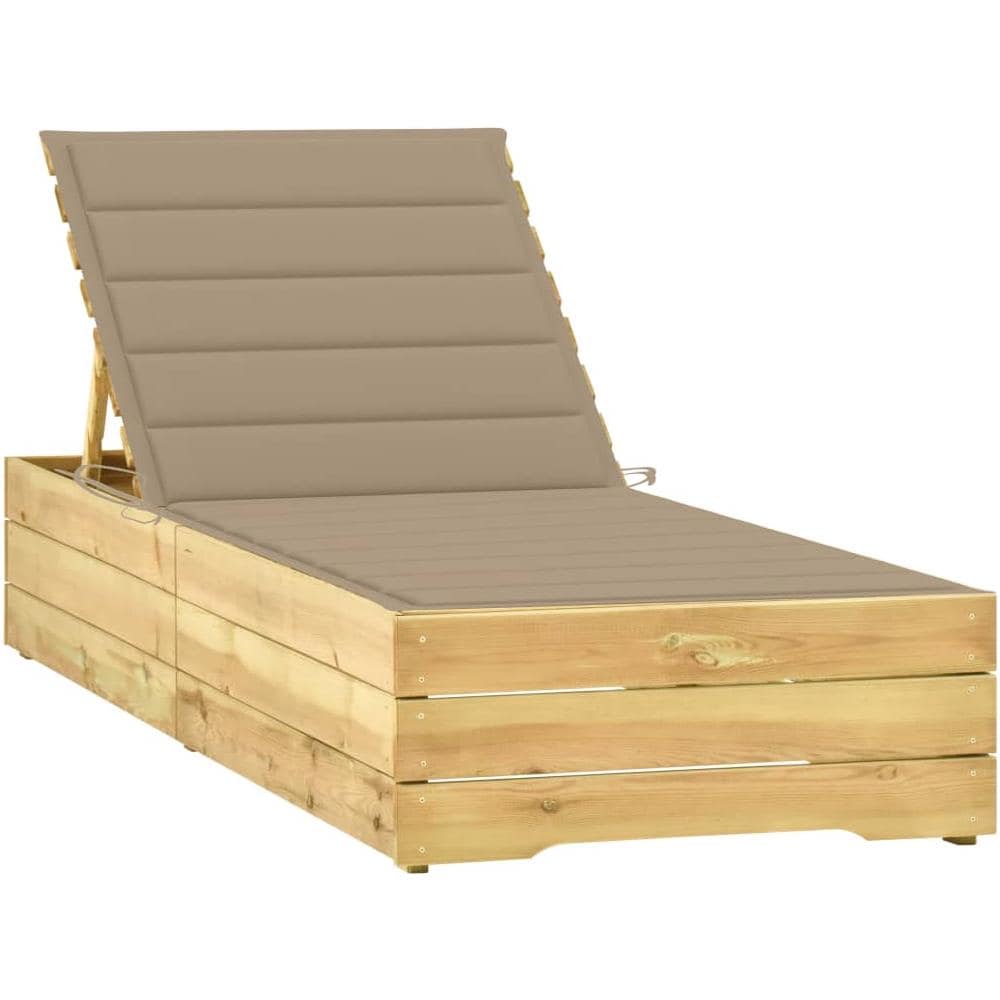 Lettino da Giardino con Cuscino Beige Legno Pino Impregnato - Foto 1