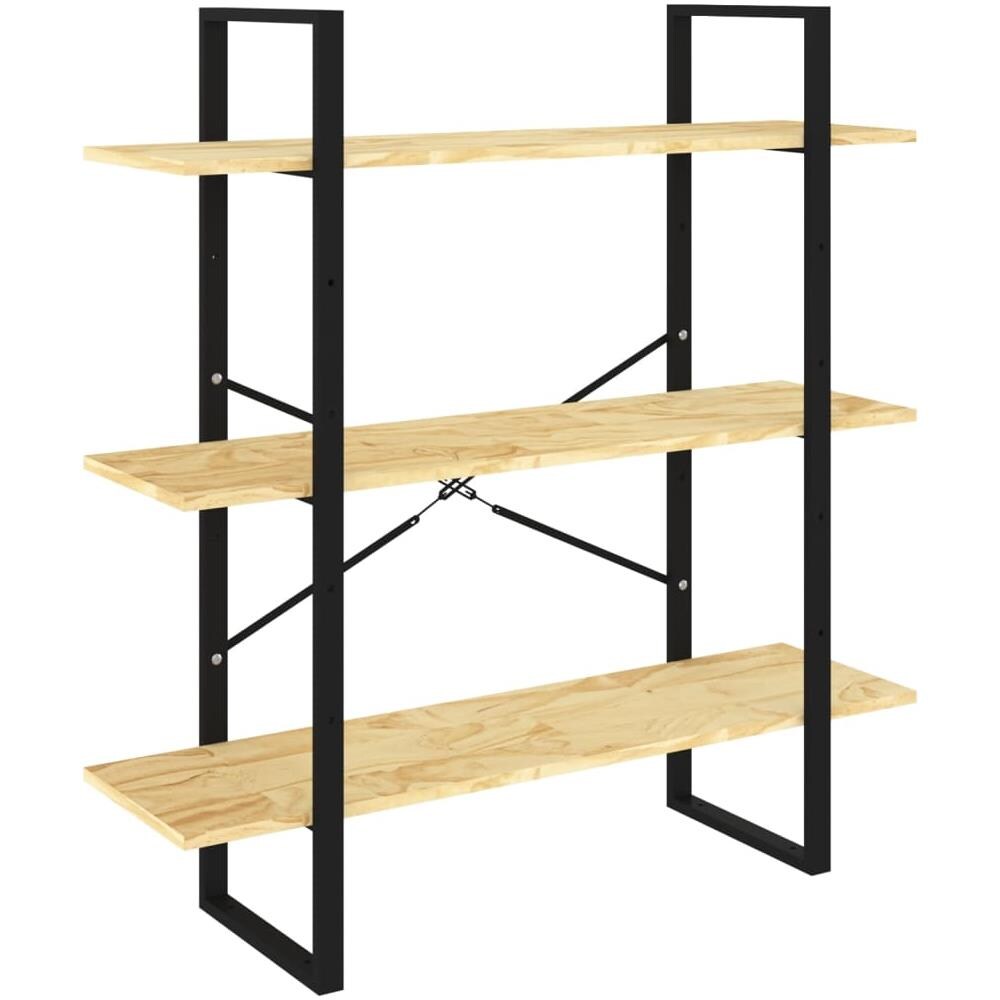 Libreria a 3 Ripiani 100x30x105 cm in Legno Massello di Pino - Foto 2