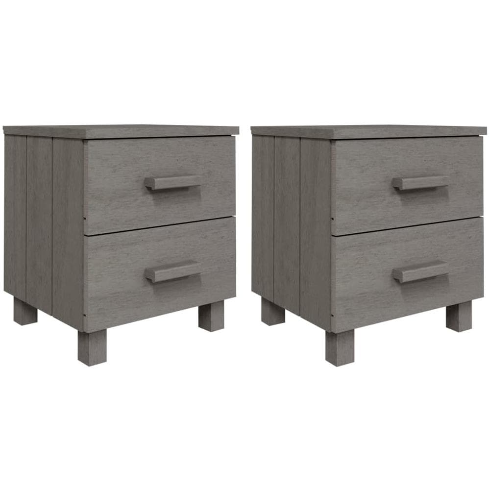 Comodini 2 Pz Grigio Chiaro 40x35x44,5cm Legno Massello Di Pino - Foto 2