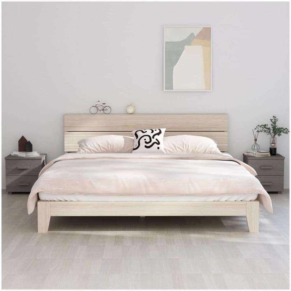Comodini 2 Pz Grigio Chiaro 40x35x44,5cm Legno Massello Di Pino - Foto 1